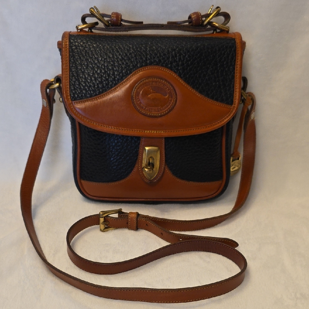 Vintage Dooney & Bourke AWL Black Pebble Leather Carrier Crossbody Bag